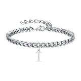 Initials Cuban Link Bracelet Stainless Steel Adjustable I - Tophatter Daily Deals