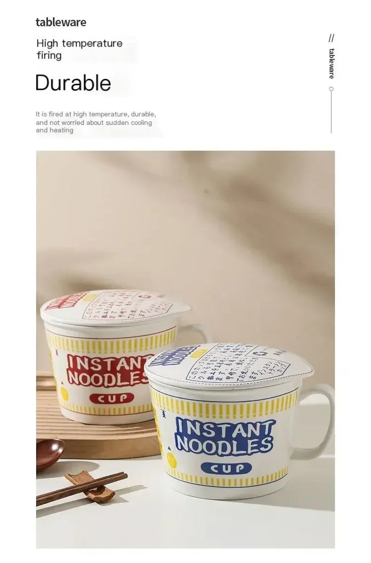 Instant Noodle Bowl With Lid Ceramic Mug Dorm And Kitchen - Tophatter Daily Deals