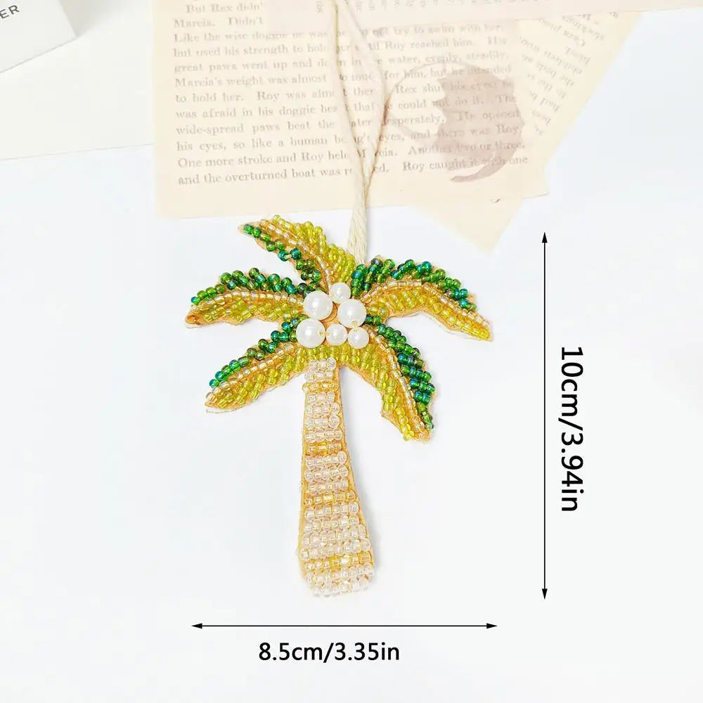Coconut Tree Sequin Patch Keyring Bag Pendant Handmade Green coconut trees - Tophatter Daily Deals