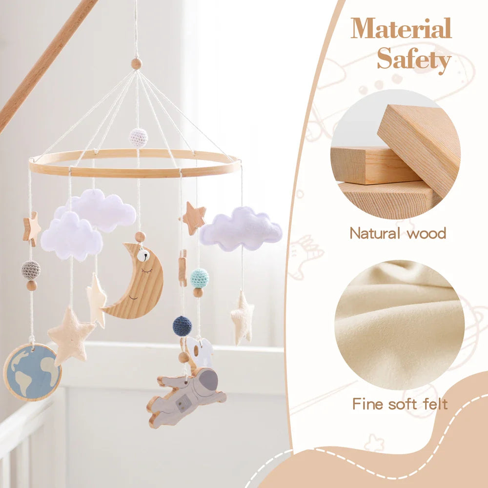 Wooden Rocket Crib Mobile Newborn Sensory Toys Soothing - Tophatter Daily Deals