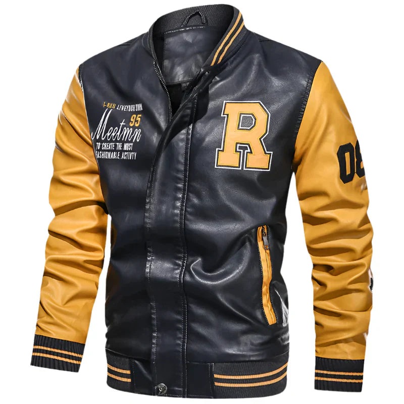 Men's PU Leather Moto Jacket (Yellow) Apparel & Accessories > Clothing > Outerwear > Motorcycle Outerwear - Tophatter Daily Deals
