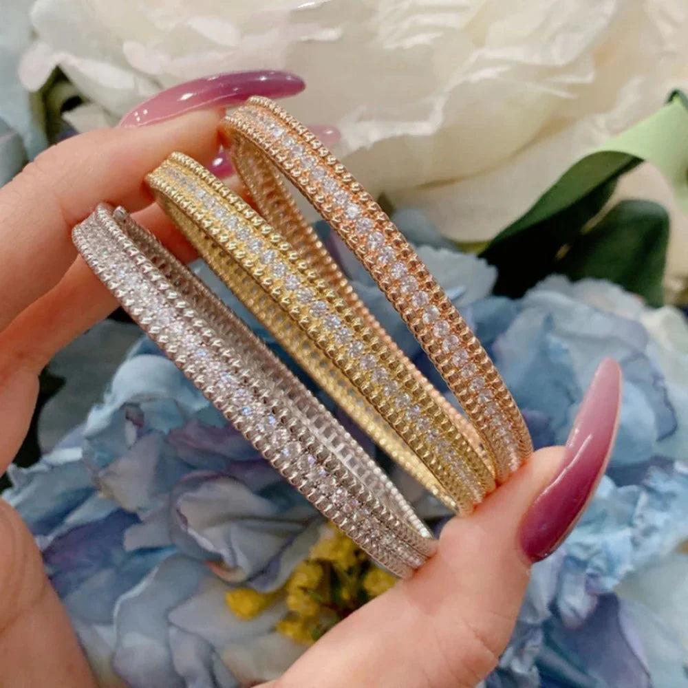 Moissanite 2mm Bracelet 18K Gold Plated Tennis Bangle - Tophatter Daily Deals