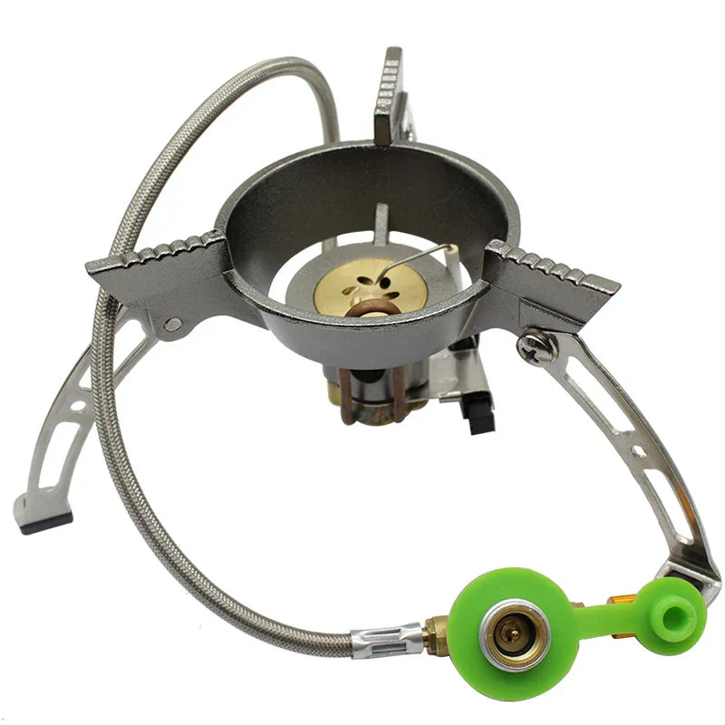 Windproof Camping Gas Stove with Piezo Ignition Grey Camp Cooking - Tophatter Daily Deals
