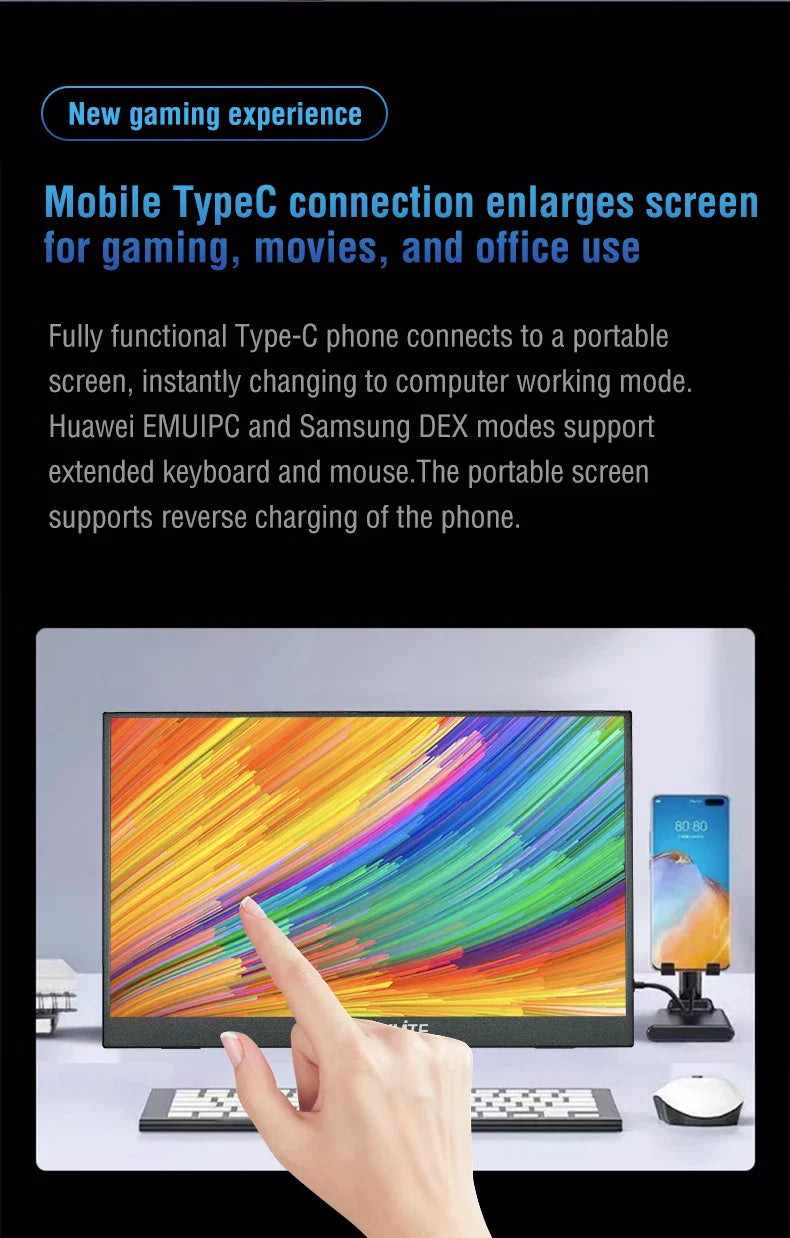 16 Inch Portable Touch Monitor 1920x1200 HDR10 Low Blue - Tophatter Daily Deals