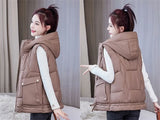 Warm Cozy Women Puffer Vest - Hooded Midlength, Winter - Tophatter Daily Deals