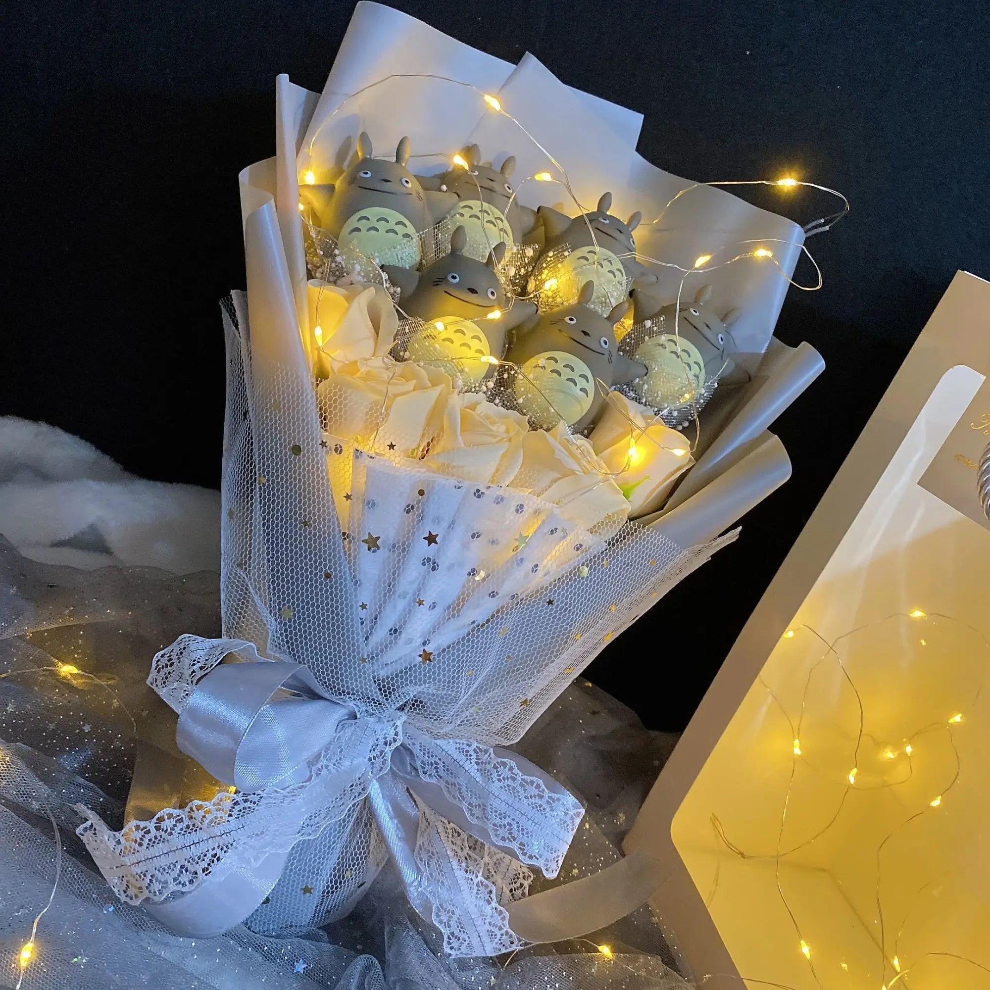 Sanrio Led Lights Plush Toy Bouquet My Neighbour Totoro Light Grey Bouquet Flowers - Tophatter Daily Deals