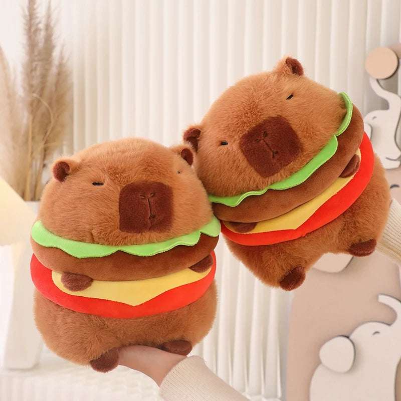 Kawaii Snack Attack: Hamburger Capybara Dog Pig Capibaras Pizza Bubble Tea Cushion Plush Animals - Tophatter Daily Deals