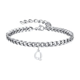 Initials Cuban Link Bracelet Stainless Steel Adjustable Q - Tophatter Daily Deals