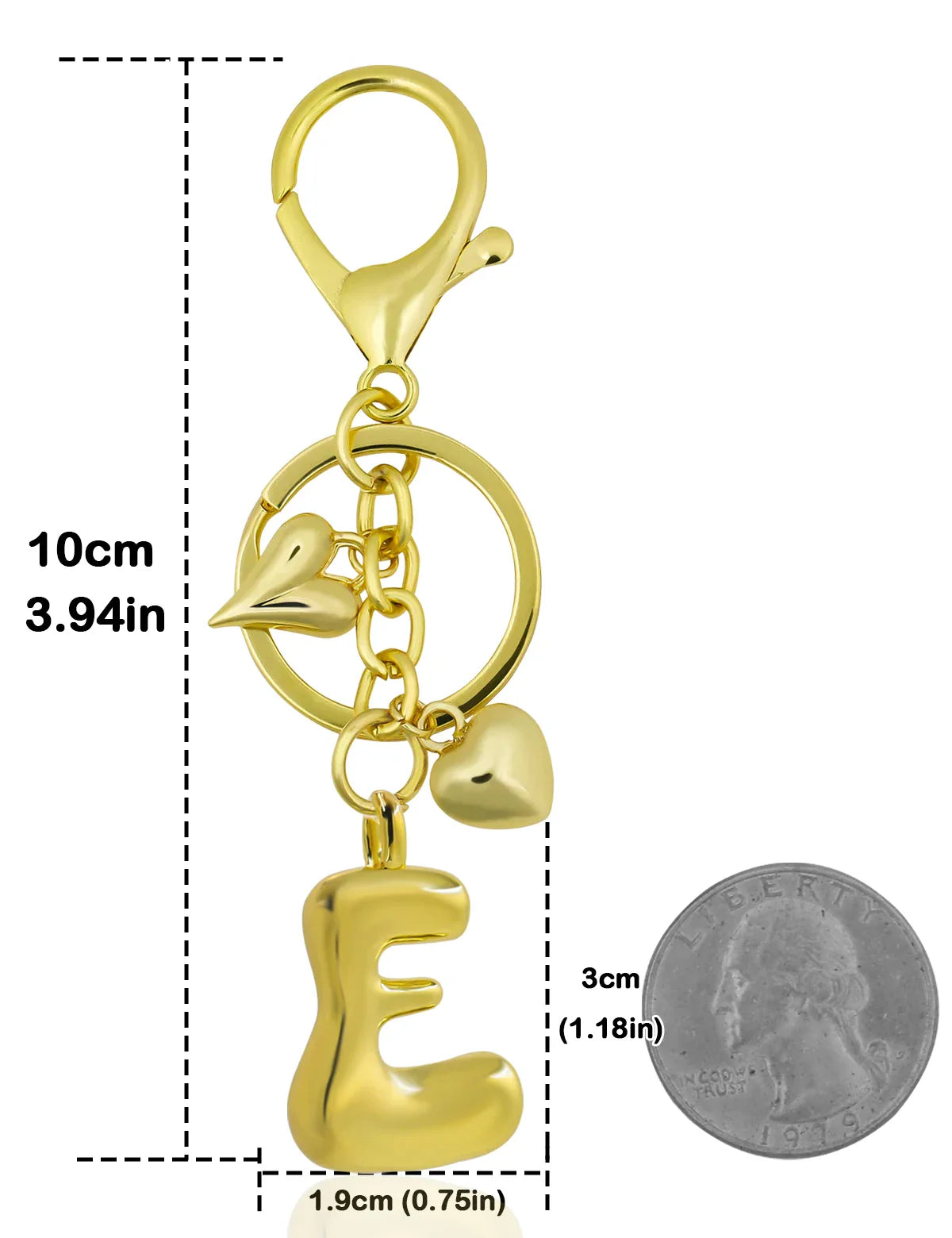 Personalized Keychain Gold Bubble Letter Bag Charm Gift E - Tophatter Daily Deals