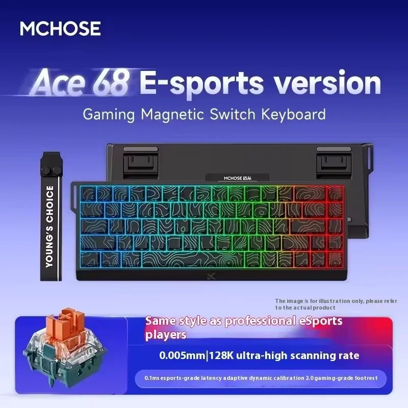 Hall Effect 68 Key Magnetic Gaming Keyboard Topographic RGB ACE68-TTC-Black Fast Ship - Tophatter Daily Deals