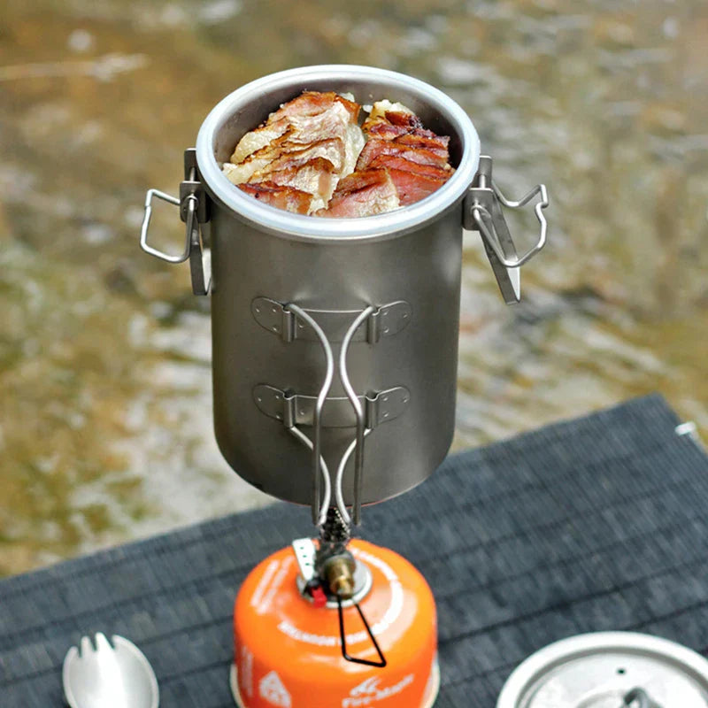 Titanium Steamer Pot Camping Cookware Silver Camp Cooking - Tophatter Daily Deals