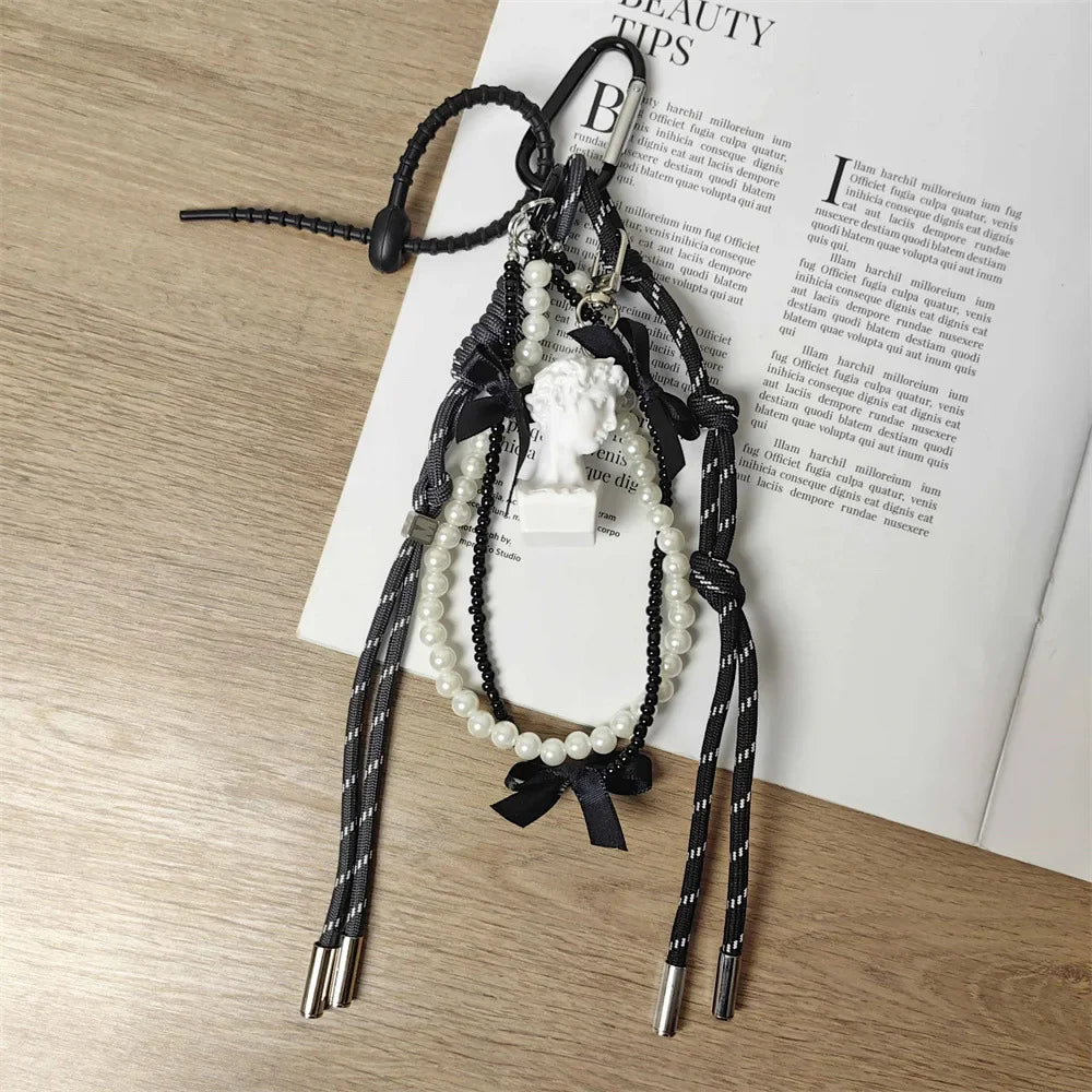 Braid Rope Bag Charm Leather Dachshund Keychain Aesthetic Rose red - Tophatter Daily Deals