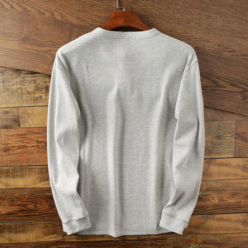 Soft Classic Men's Long Sleeve Pullover - Henley Knit - Tophatter Daily Deals