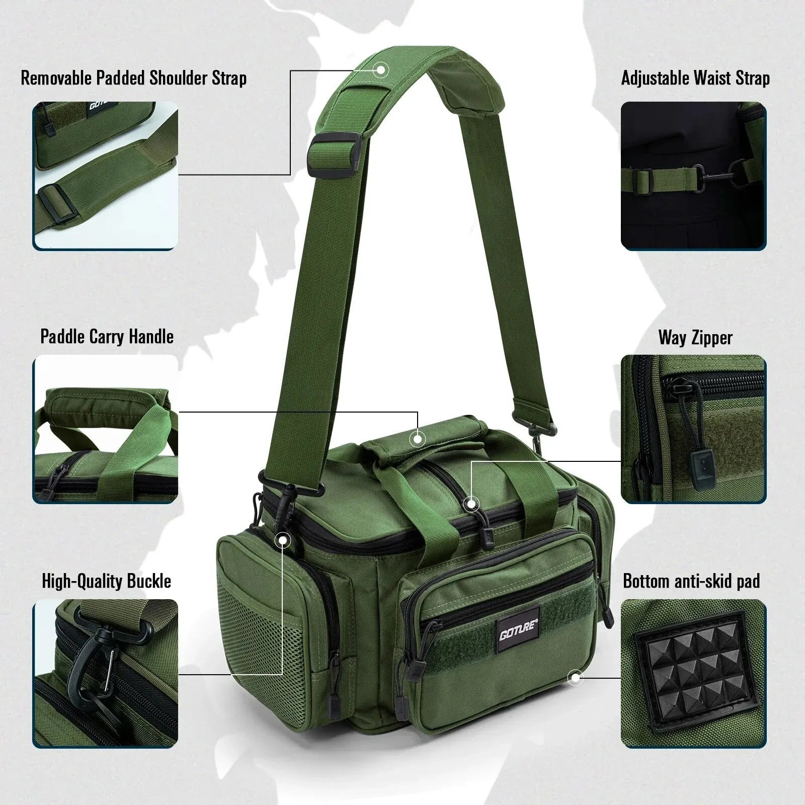 High-Capacity Tackle Shoulder Bag Outdoor Green Duffel Bags - Tophatter Daily Deals