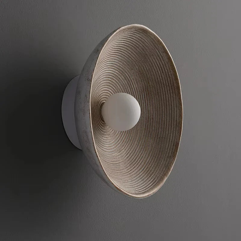 Japandi Japanese Resin Wall Lamp Retro Ribbed Shade Bedside - Tophatter Daily Deals