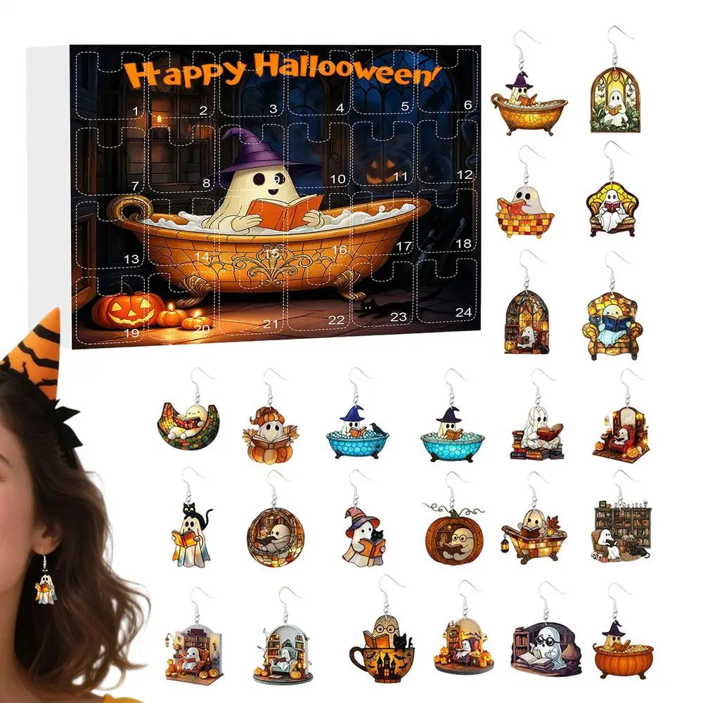 Halloween Advent Calendar Ghost Earrings 24 Day Set Blue - Tophatter Daily Deals