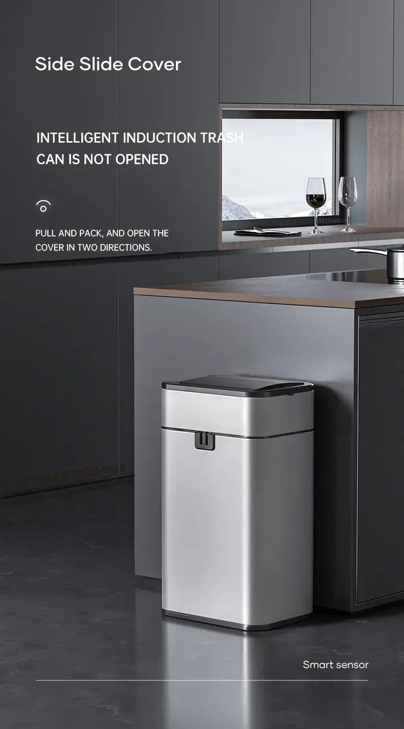 Trash Can 20L Stainless Steel Sensor Kitchen Bin Hands Free - Tophatter Daily Deals