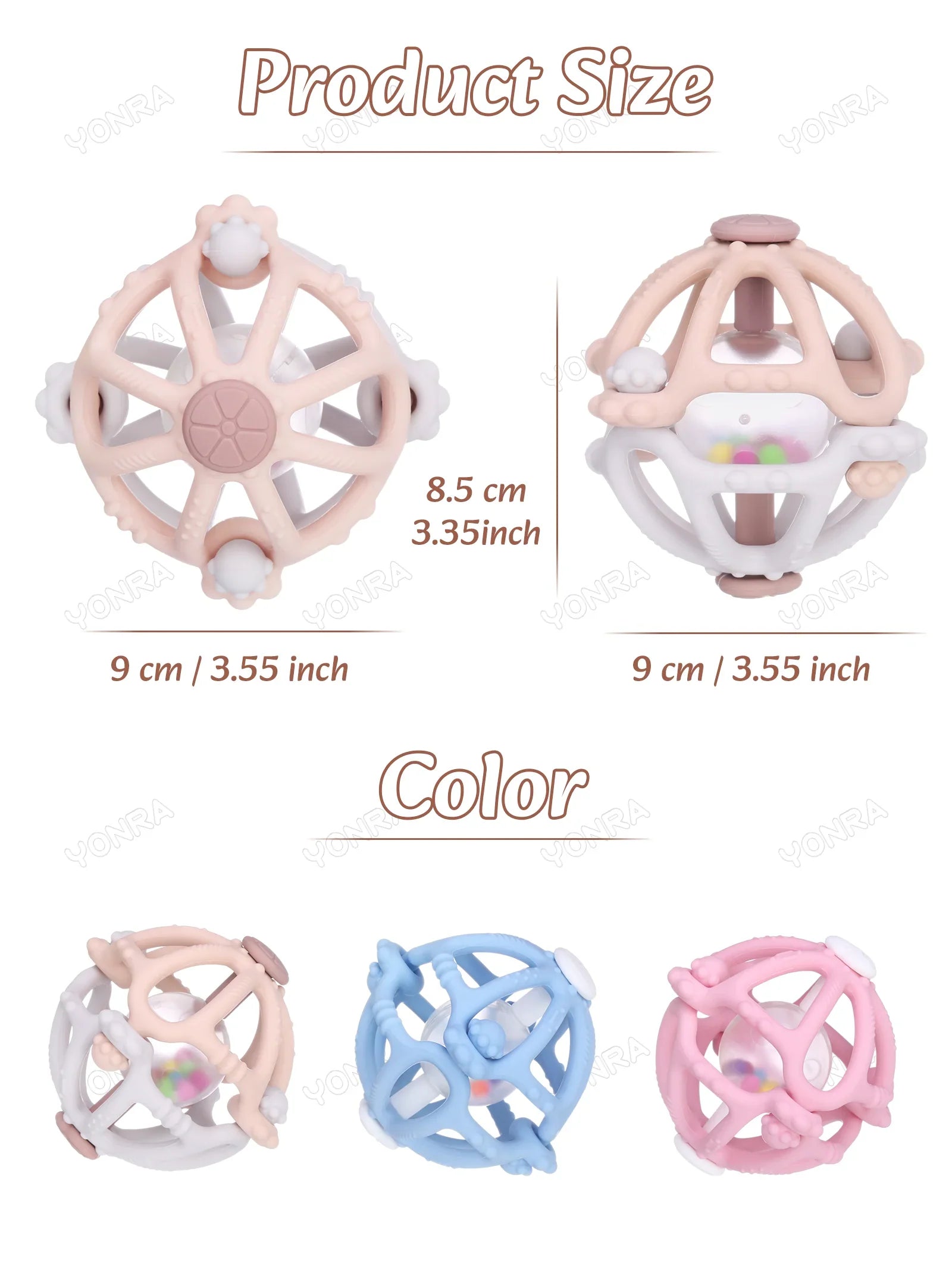 Silicone Teether Rattle Orb Montessori Newborn Sensory Toys - Tophatter Daily Deals