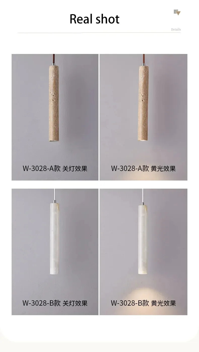Japandi LED Pendant Lamp Wood Tube Japan Style Bedroom Light - Tophatter Daily Deals