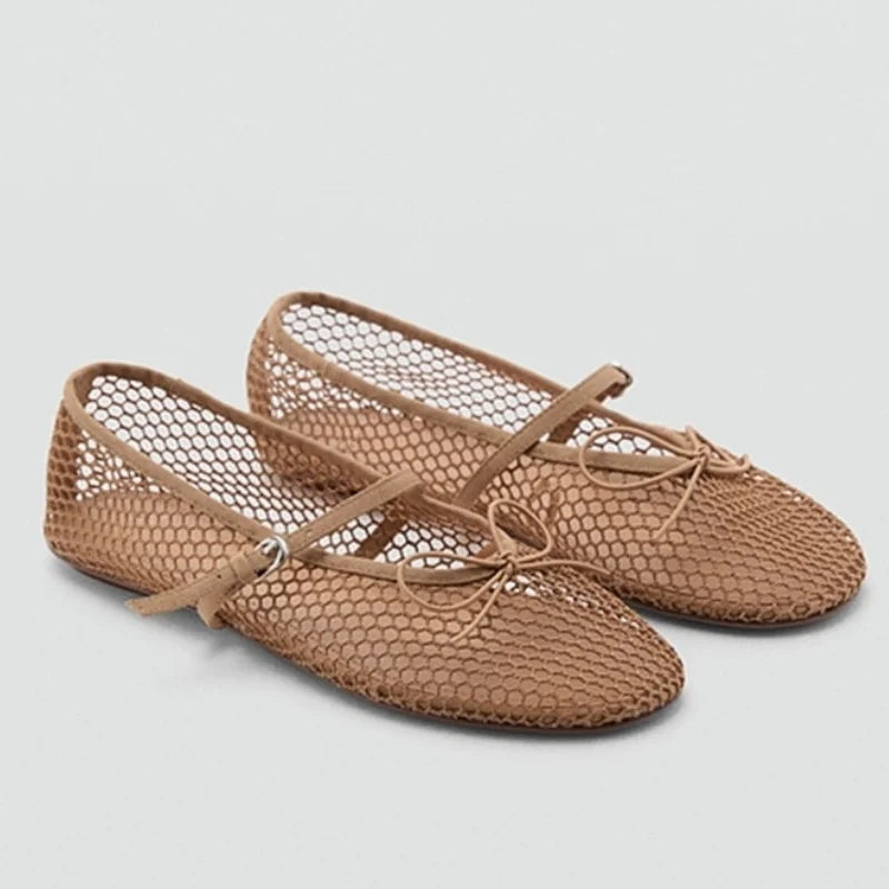 Breathable Women’s Ballet Flats - Mary Jane, Mesh, Summer Khaki - Tophatter Daily Deals