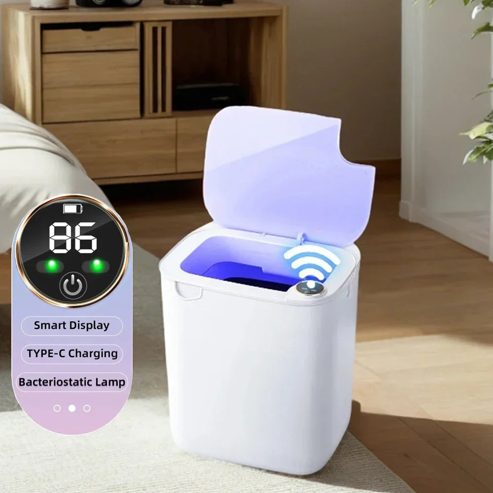 Smart Sensor Trash Can 18L With Display Type C Recharge - Tophatter Daily Deals