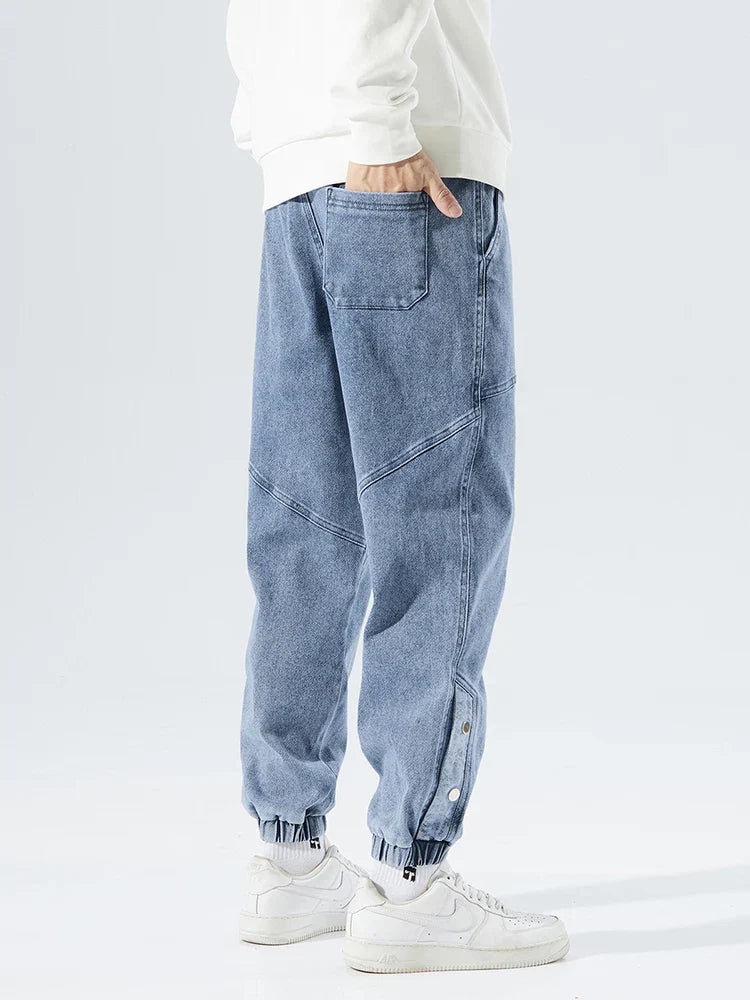 Stretchy Relaxed Men's Denim Joggers - Baggy Tapered, Denim - Tophatter Daily Deals