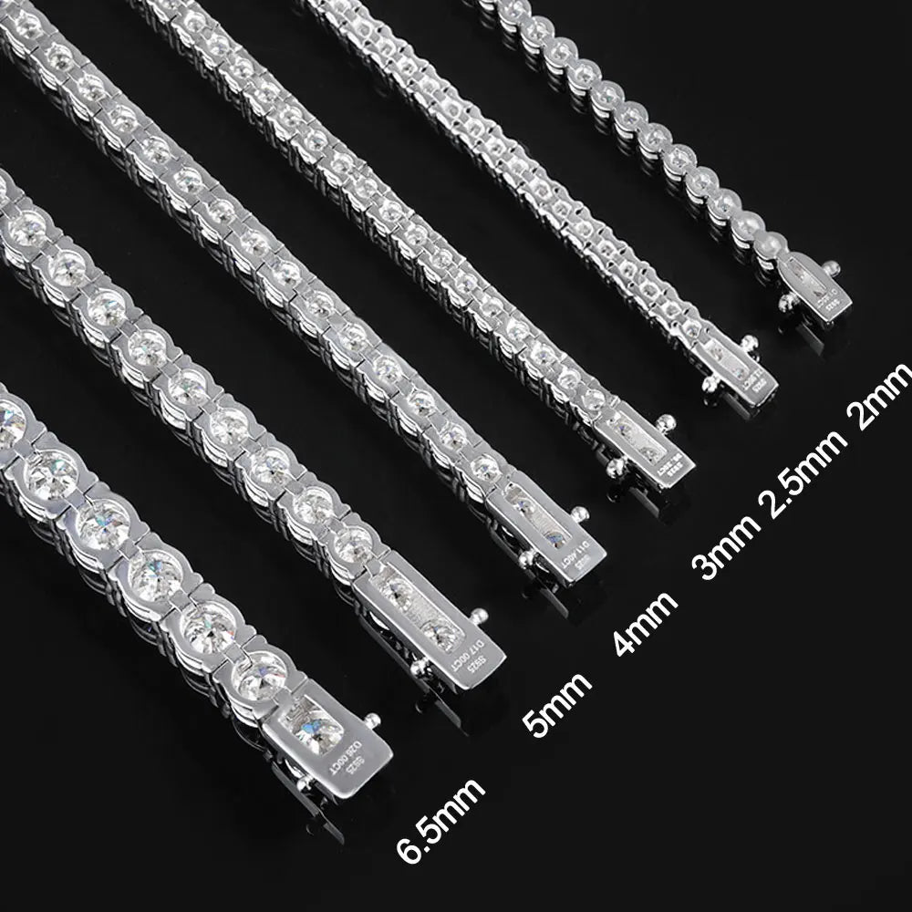 Moissanite 2mm Tennis Bracelet Sterling Silver White - Tophatter Daily Deals