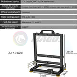 Open Frame PC Case Modular ATX MATX ITX Aluminum Rack ATX-Black - Tophatter Daily Deals