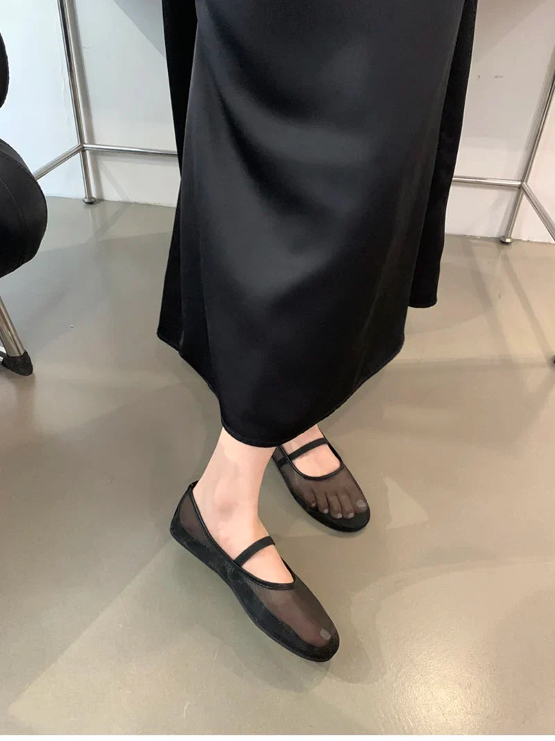 Lightweight Women’s Mary Jane Flats - Shallow Mesh, Casual - Tophatter Daily Deals