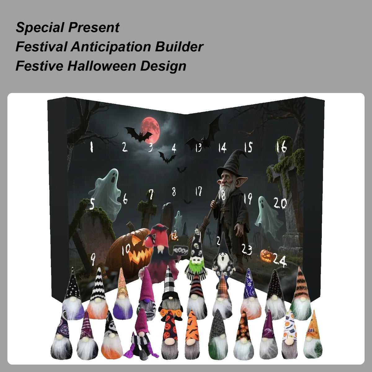 Gnome Countdown Calendar 24 Day Halloween Decor 2025 - Tophatter Daily Deals