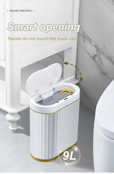 Automatic Sensor Trash Can Narrow Roman Stripe Bathroom Bin - Tophatter Daily Deals