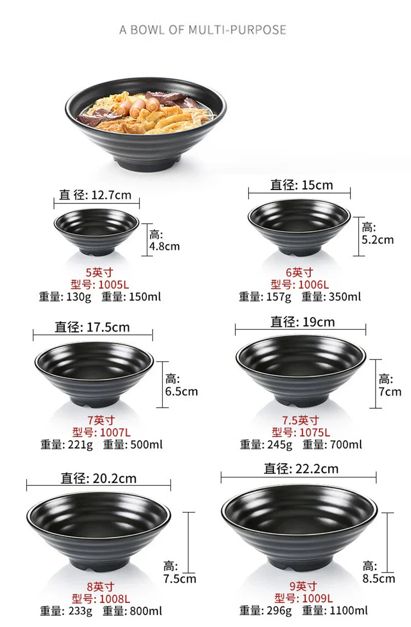 Ramen Bowl Black Plastic Japanese Style Noodle Bowl - Tophatter Daily Deals