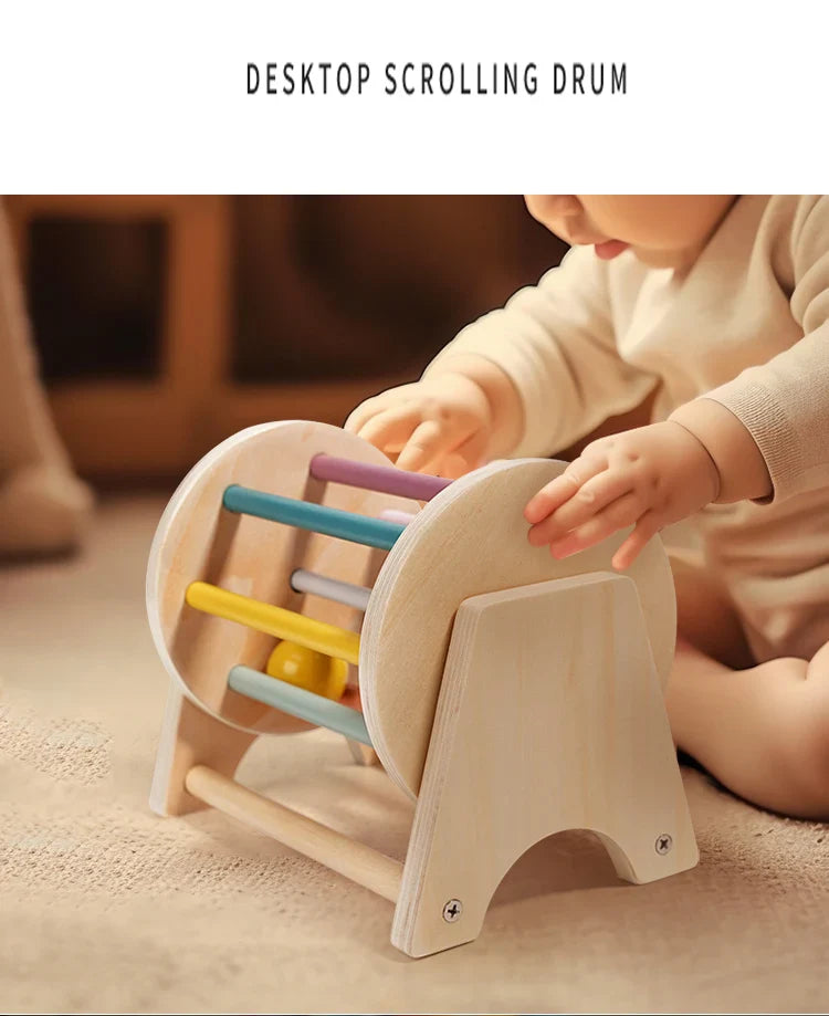 Montessori Wooden Busy Drum Newborn Sensory Toys Learning - Tophatter Daily Deals