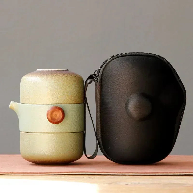 Porcelain Portable Travel Tea Set Kung Fu Teaware Handmade Green - Tophatter Daily Deals
