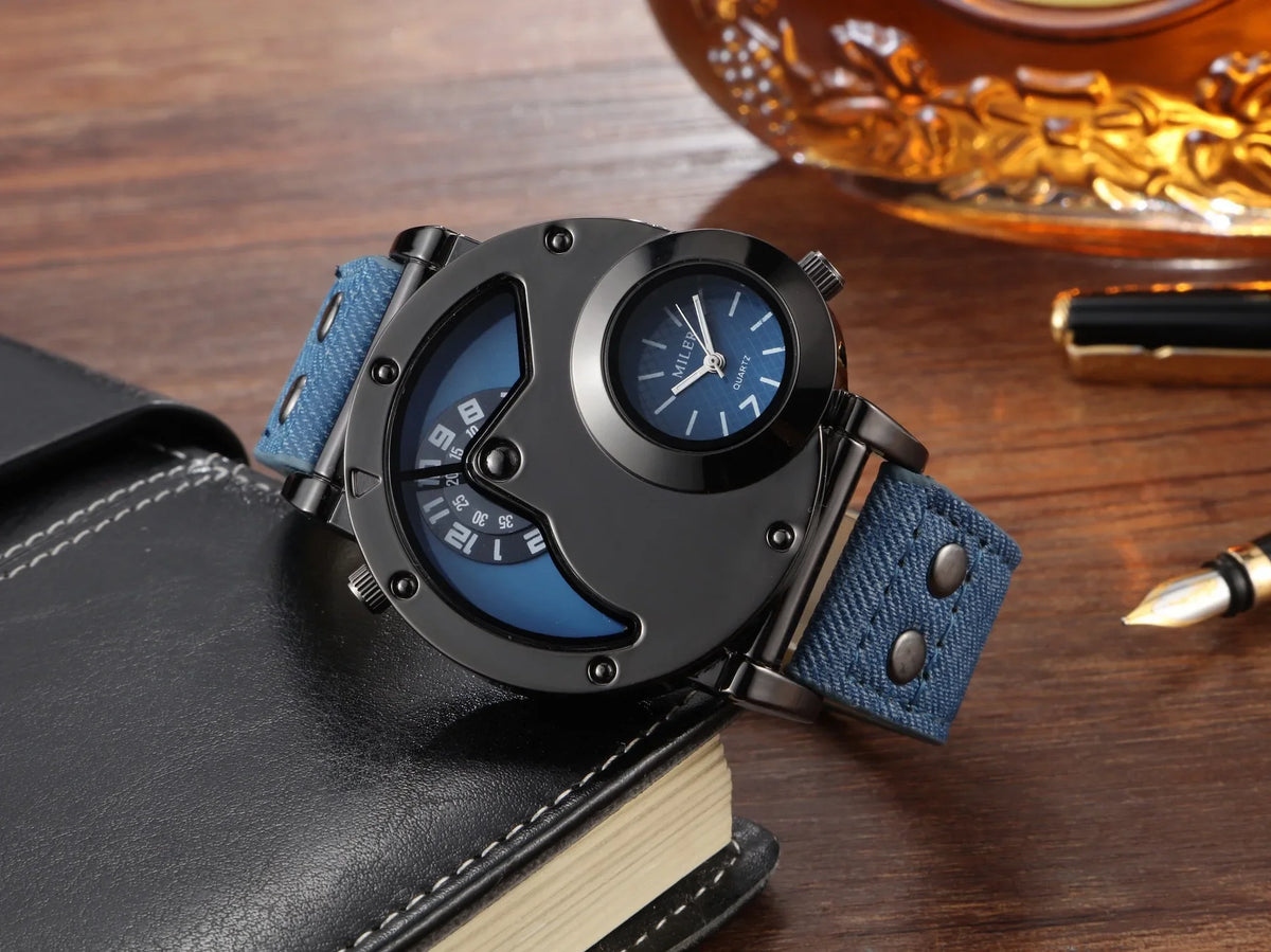 Quartz Sport Watch With Fabric Strap Irregular Alloy Case - Tophatter Daily Deals