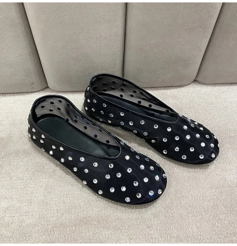Breathable Women Ballet Flats - Mesh Crystal, Casual Walking - Tophatter Daily Deals