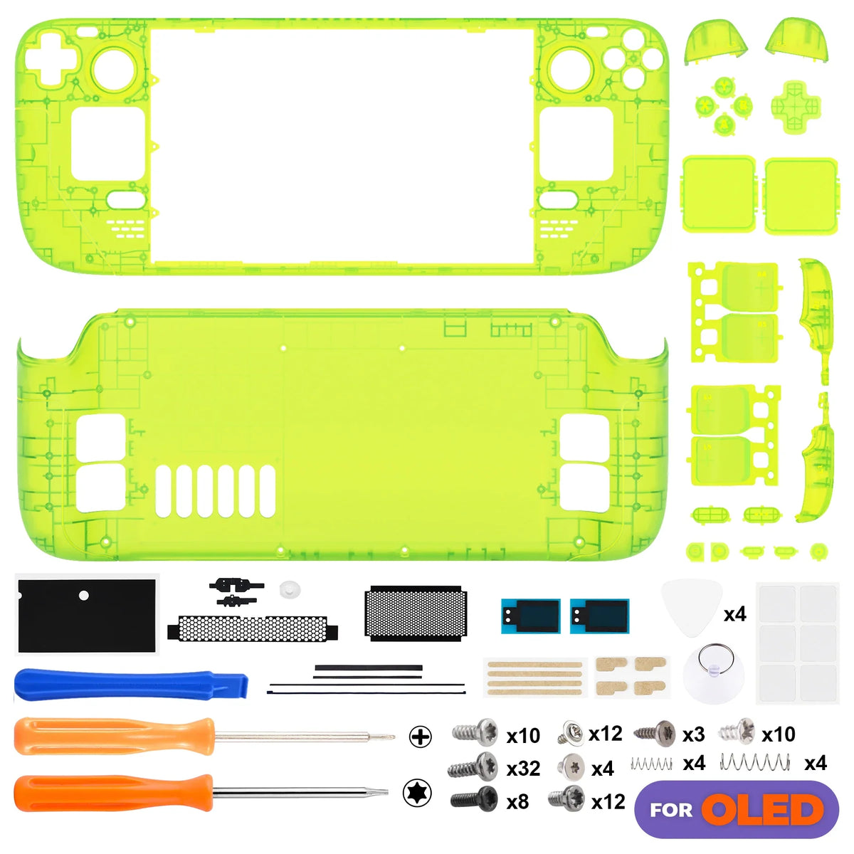 Steam Deck OLED Replacement Housing Kit Clear Shell Clear Lime Green - Tophatter Daily Deals