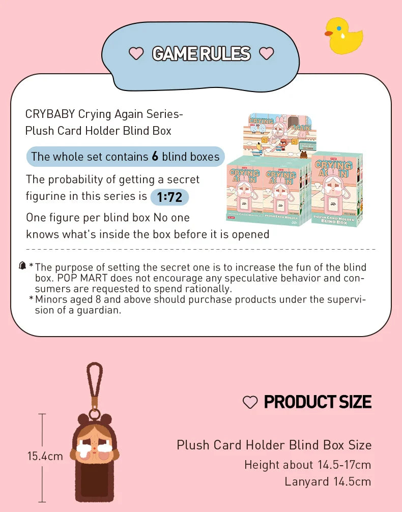 Genuine Pop Mart Crybaby Crying Again Series - Plush Card Holder Blind Box Animals - Tophatter Daily Deals
