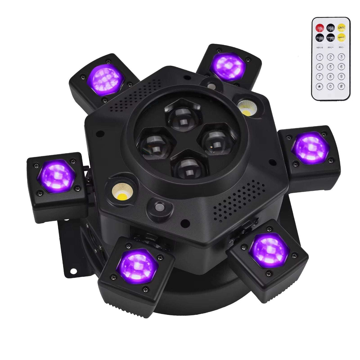 Moving Head Disco Lighting 6 Arms RGBW LED Strobe Lighs Disco Party Lights - Tophatter Daily Deals