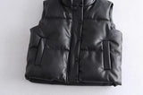 Warm Women’s PU Leather Vest - Padded Short, For Winter - Tophatter Daily Deals