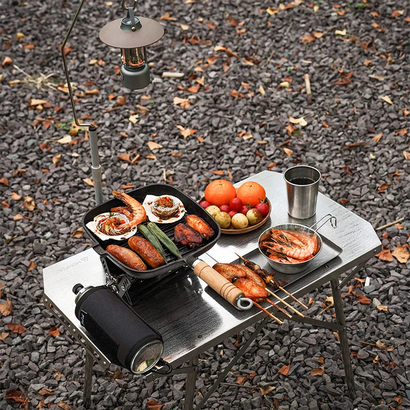 Outdoor Folding Table Heat-Resistant Silver Camp Furniture - Tophatter Daily Deals