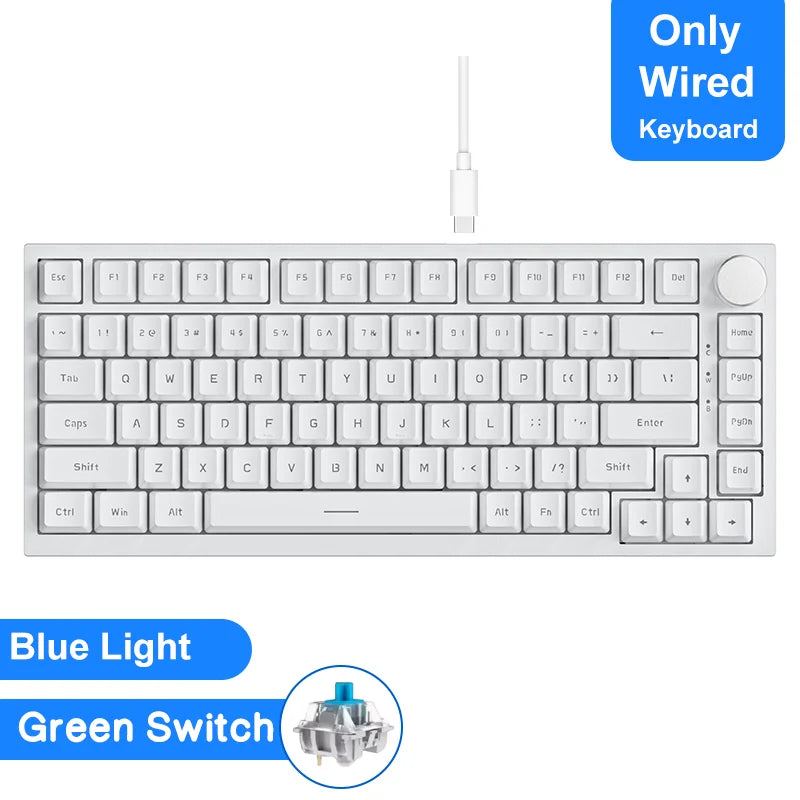 Mechanical Bluetooth Gaming Keyboard 75 Percent Hot Swap AK820 White - Tophatter Daily Deals