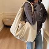 Lightweight Versatile Women Shoulder Bag - Slouchy Nylon Beige - Tophatter Daily Deals