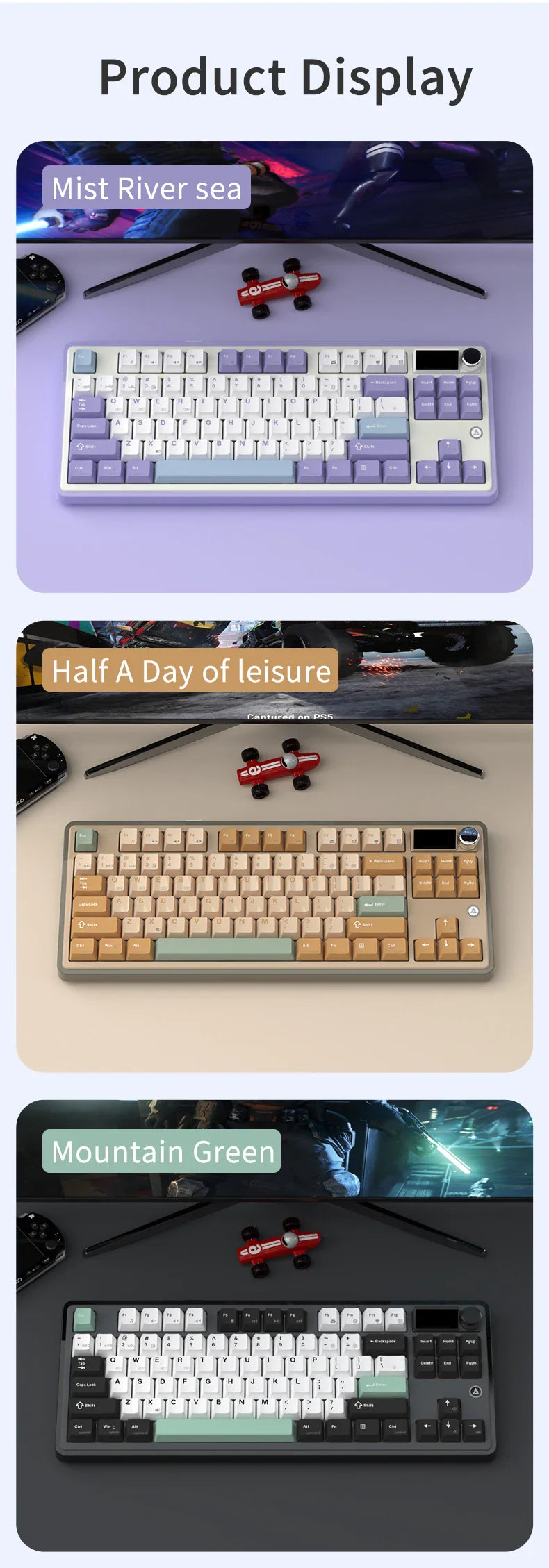 Mechanical Keyboard 87 Key Tri Mode RGB Hot Swappable - Tophatter Daily Deals