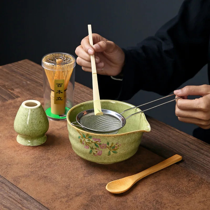 Matcha Tea Set Porcelain Bowl Bamboo Whisk Traditional Box - Tophatter Daily Deals