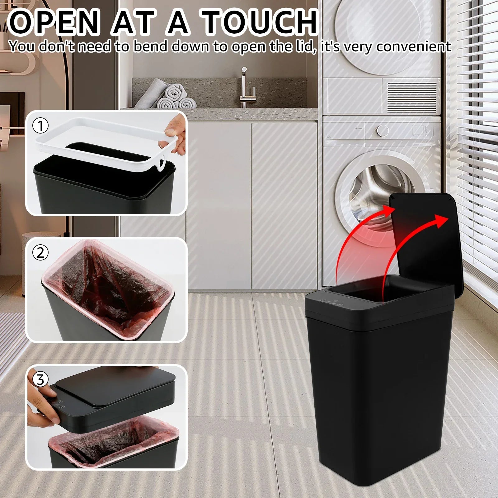Touchless Automatic Trash Can 12L Sensor Kitchen - Tophatter Daily Deals