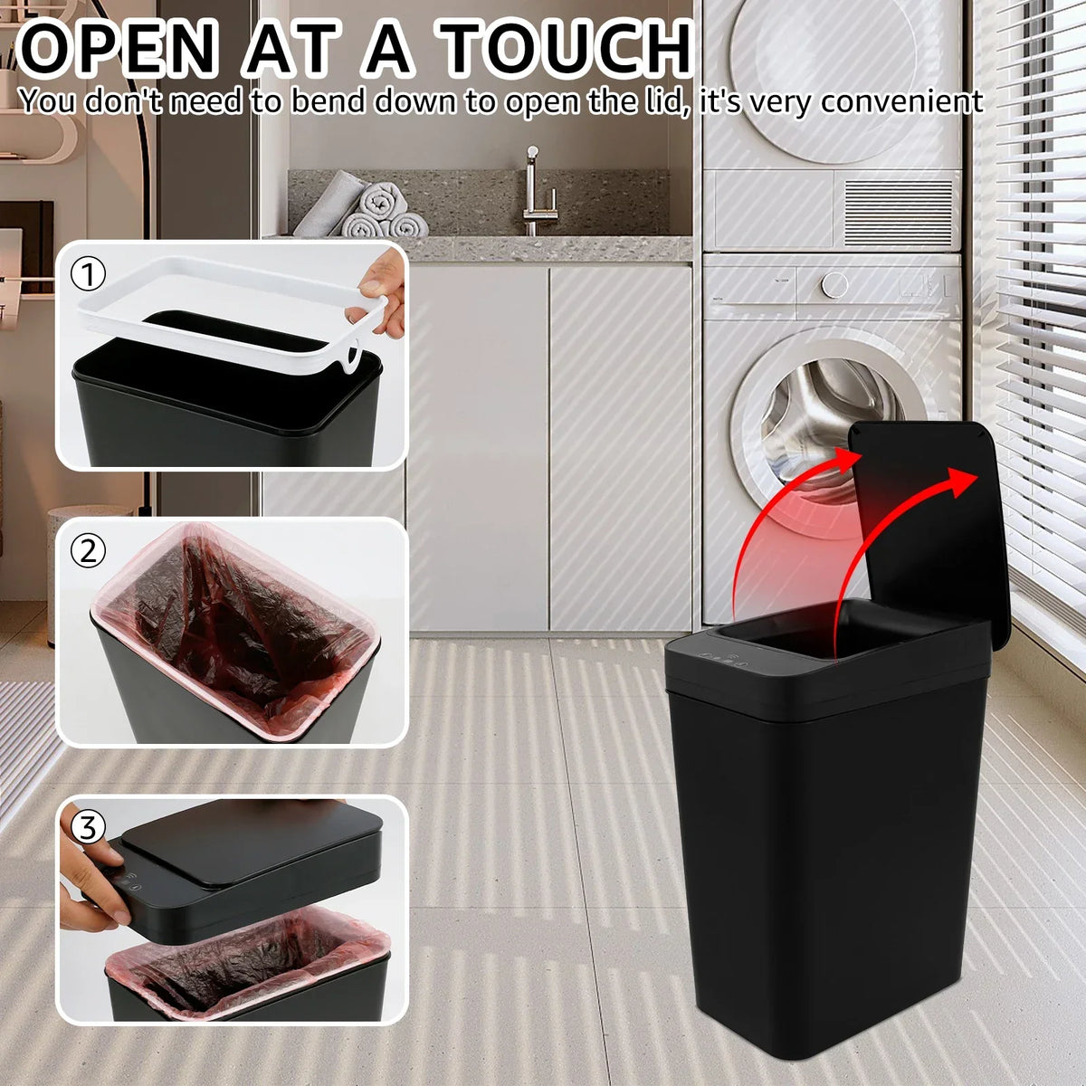 Touchless Automatic Trash Can 12L Sensor Kitchen - Tophatter Daily Deals