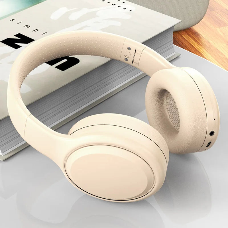 Wireless Bluetooth Headphones Over Ear Noise Cancelling Beige - Tophatter Daily Deals