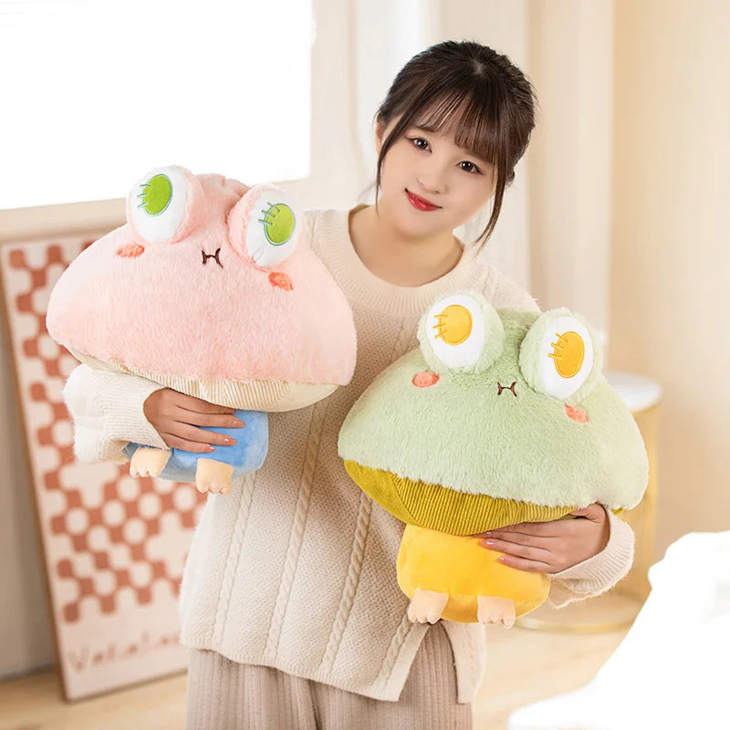 Soft Frog Plushie Stuffed Kawaii Animals Red Mushroom Hat Frogs Animals - Tophatter Daily Deals