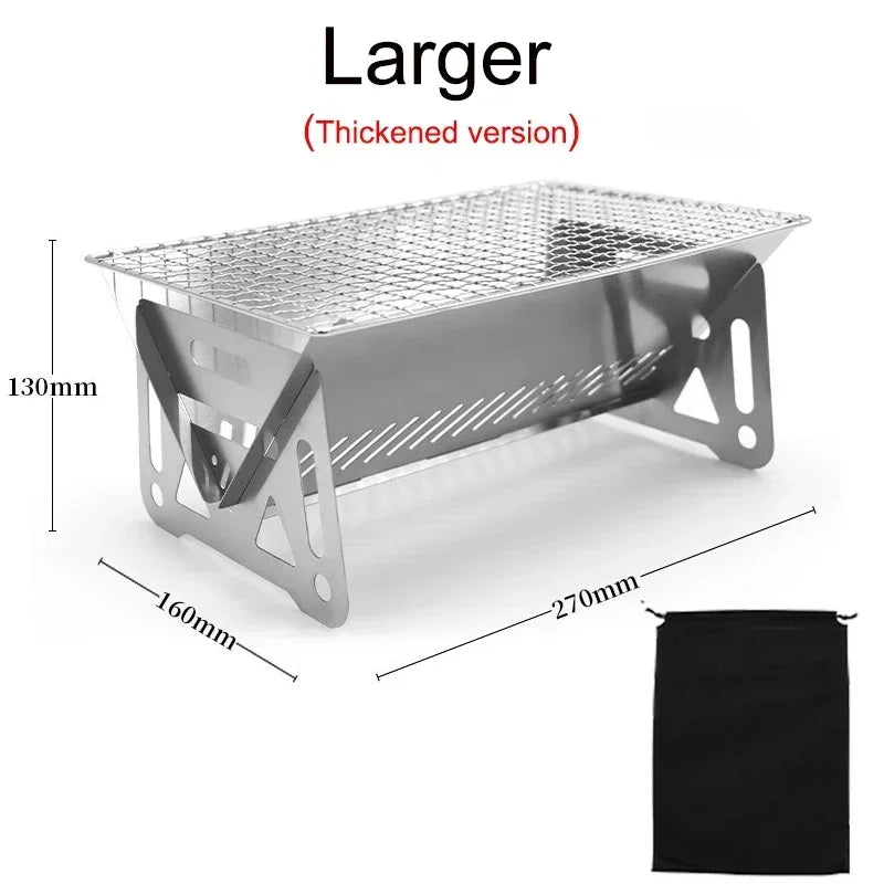 Portable Folding Grill Heating Stove Silver Camp Cooking - Tophatter Daily Deals